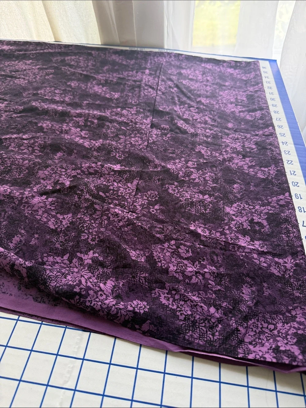Vintage California Fashions Purple Floral Drapey Rayon-Like Fabric 3 Yds x 48